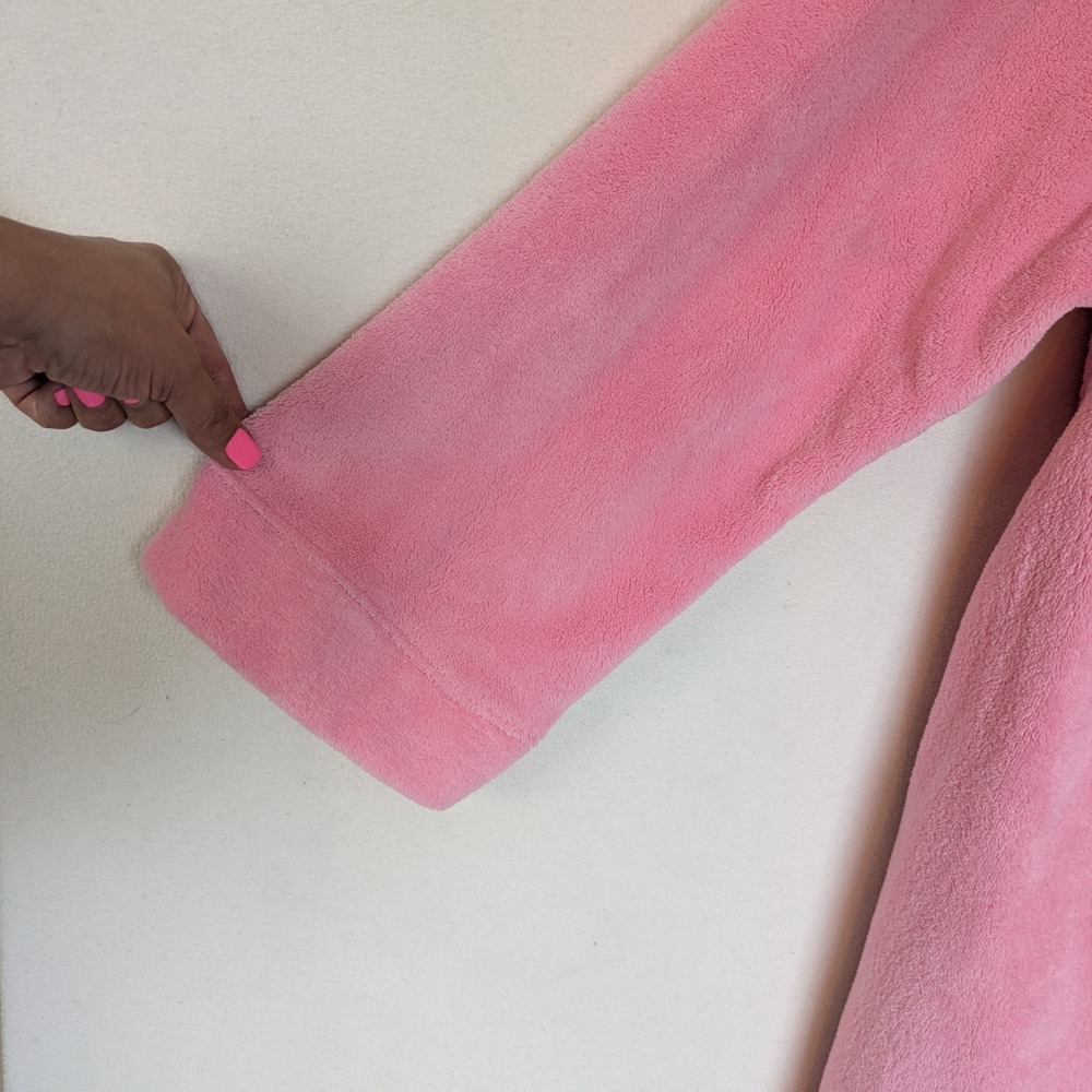 Anne Lewin Pink Fleece Robe Shawl Collar Plush Long Belted Loungewear Large - Picture 6 of 8